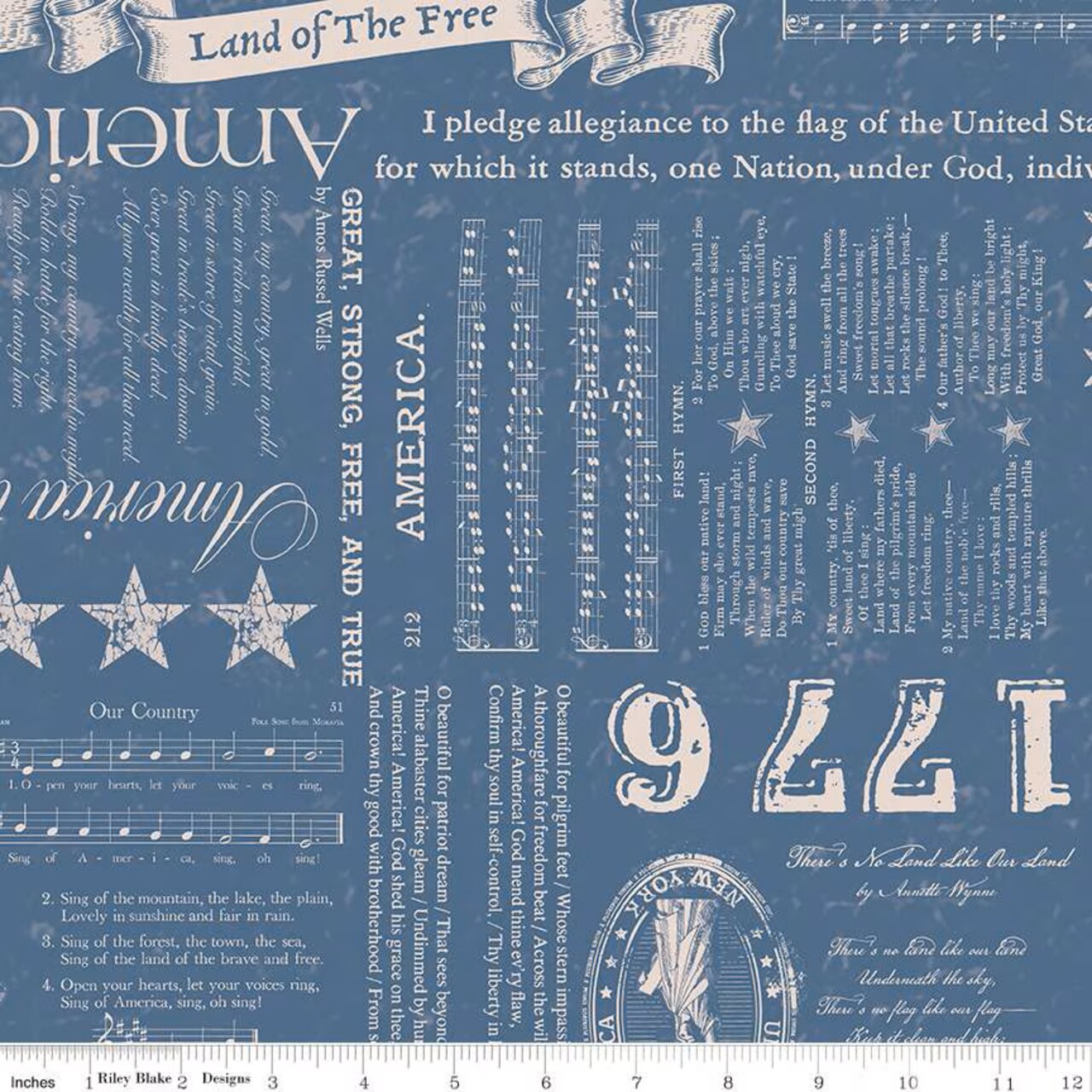 Fabric Riley Blake Liberty Denim Americana by the Quarter Yard C16080-DENIM